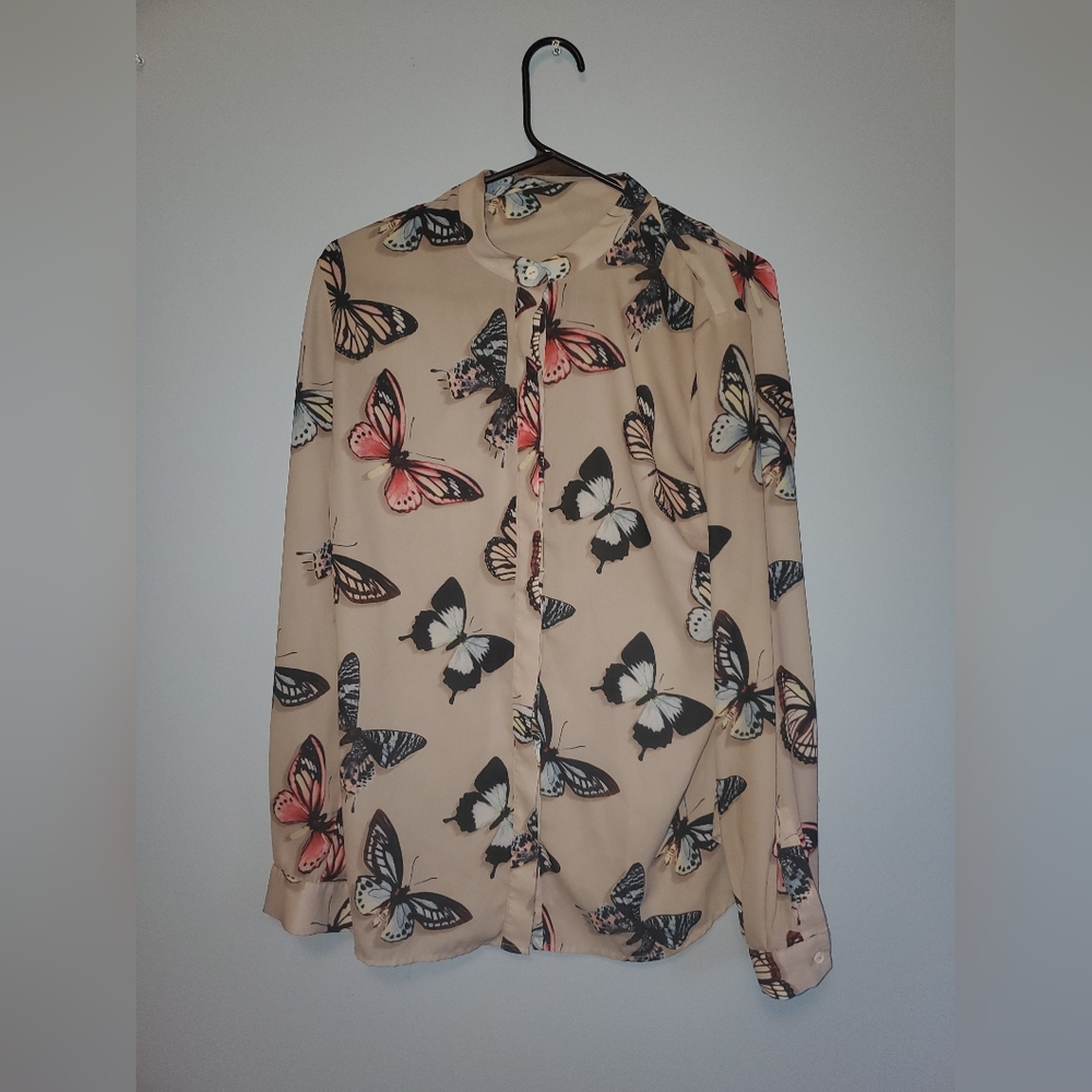 Pink and Black Button Down Shirt with Peter Pan Collar